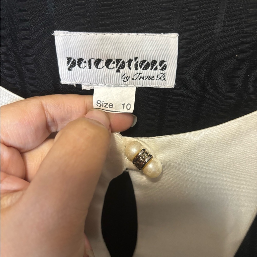 Vintage Perceptions by Irene‎ B Blazer Black with Beige Size 10 - Picture 2 of 16